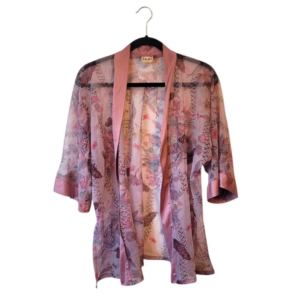 Vintage Y2K Jodi Pink Mesh Butterfly Moth Fairycore Kimono OS